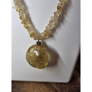 Vintage Citrine sterling silver chip necklace